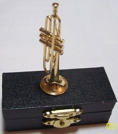 (€ 16,40/VKE) Trompete m. Kasten, 6,5 cm, gold